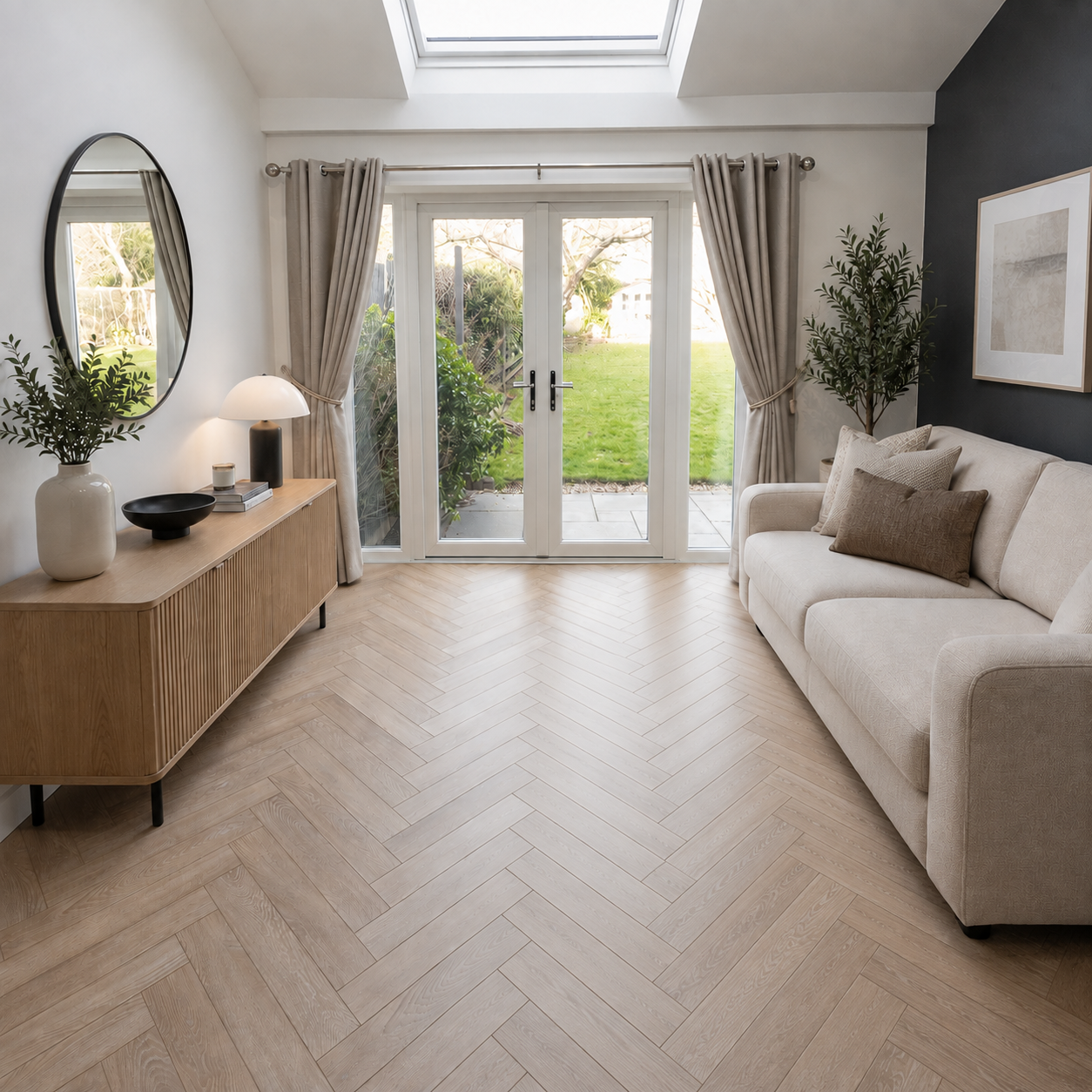 Desert Oak 8mm Herringbone Laminate Flooring