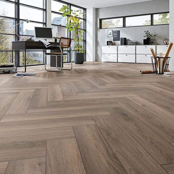 Forenzo 8mm Charcoal Trufflewood Herringbone Laminate Flooring