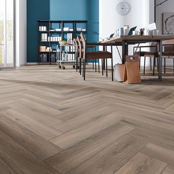 Forenzo 8mm Charcoal Trufflewood Herringbone Laminate Flooring