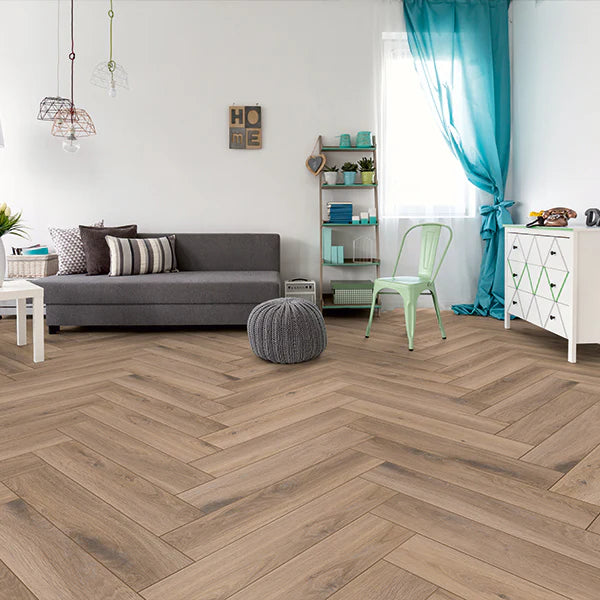 Forenzo 8mm Slatewood Oak Herringbone Laminate Flooring