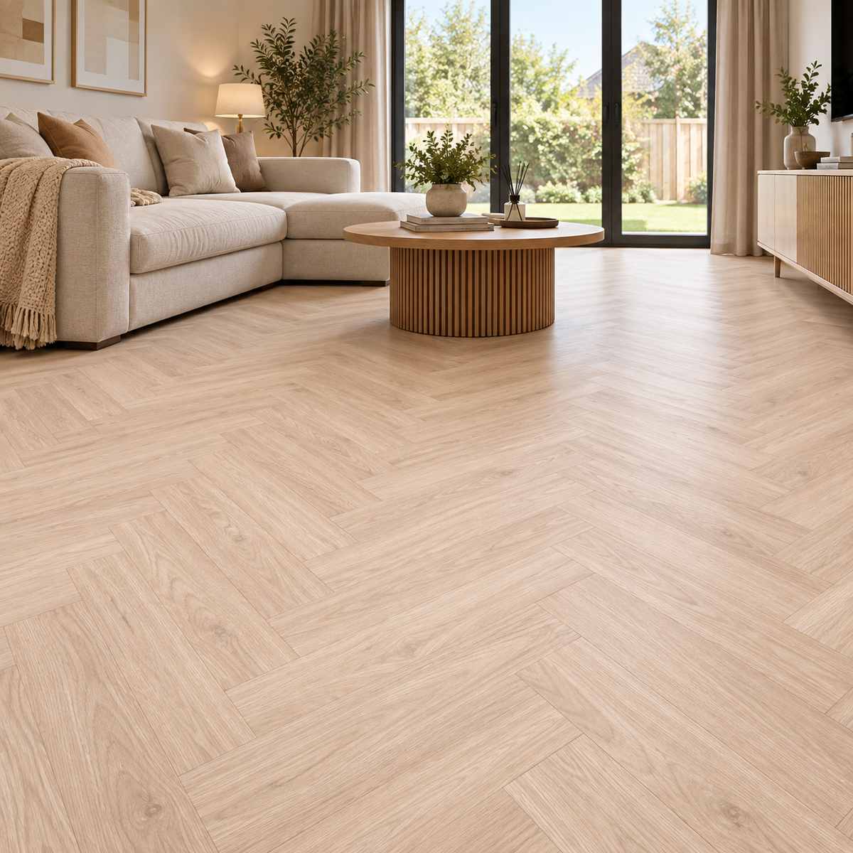 Natural Oak Grand Kingsley 8mm Herringbone Laminate Flooring