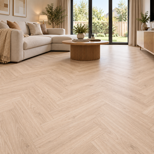 Natural Oak Grand Kingsley 8mm Herringbone Laminate Flooring