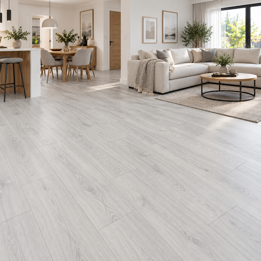 Modern White Grey Oak Plank Laminate Flooring
