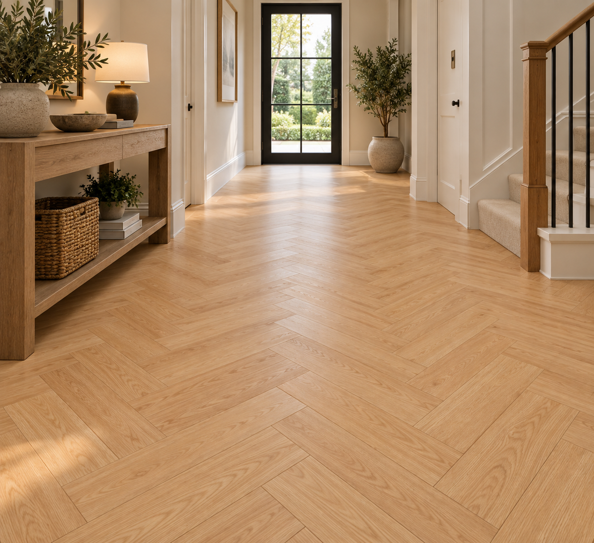 Natural Oak 8mm Kingsley Herringbone Laminate Flooring