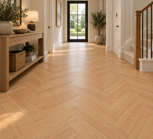 Natural Oak 8mm Kingsley Herringbone Laminate Flooring