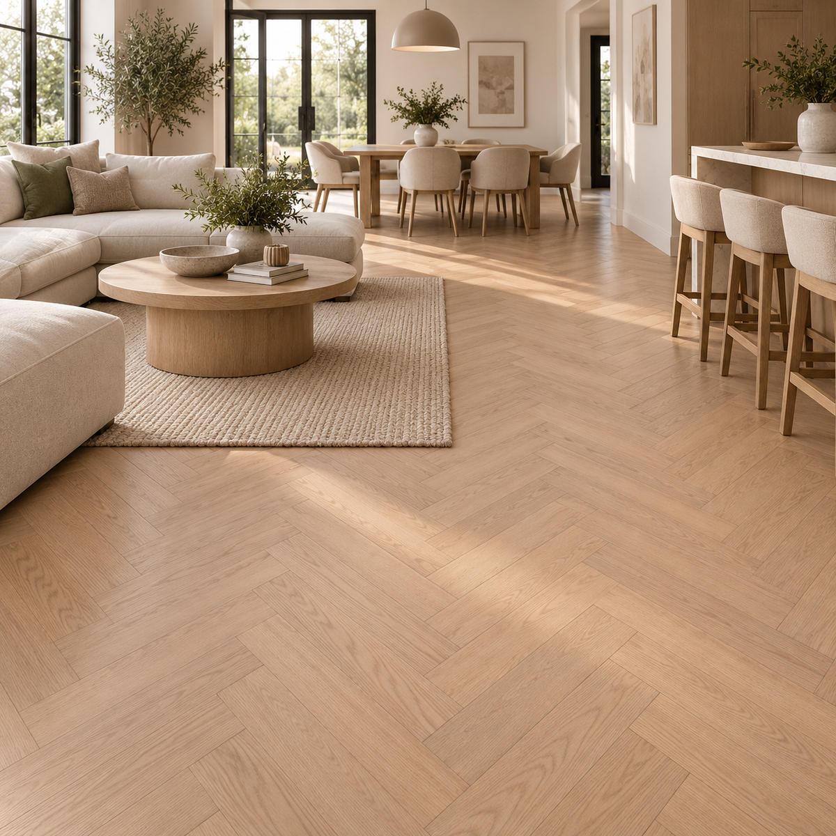 Natural Oak 12mm Hartington Oak Herringbone Laminate Flooring