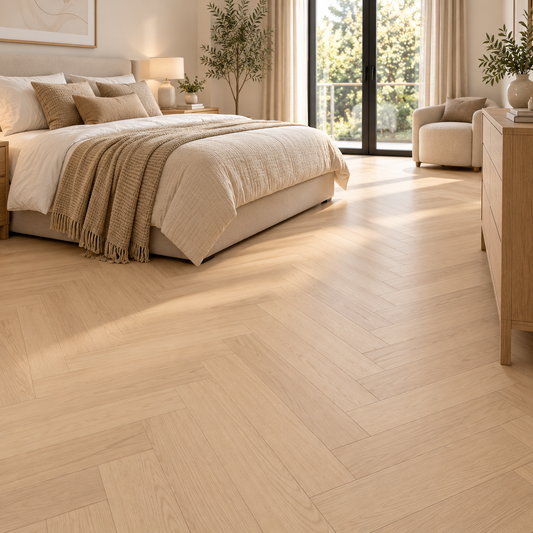 Light Oak 12mm Eversham Oak Herringbone Laminate Flooring