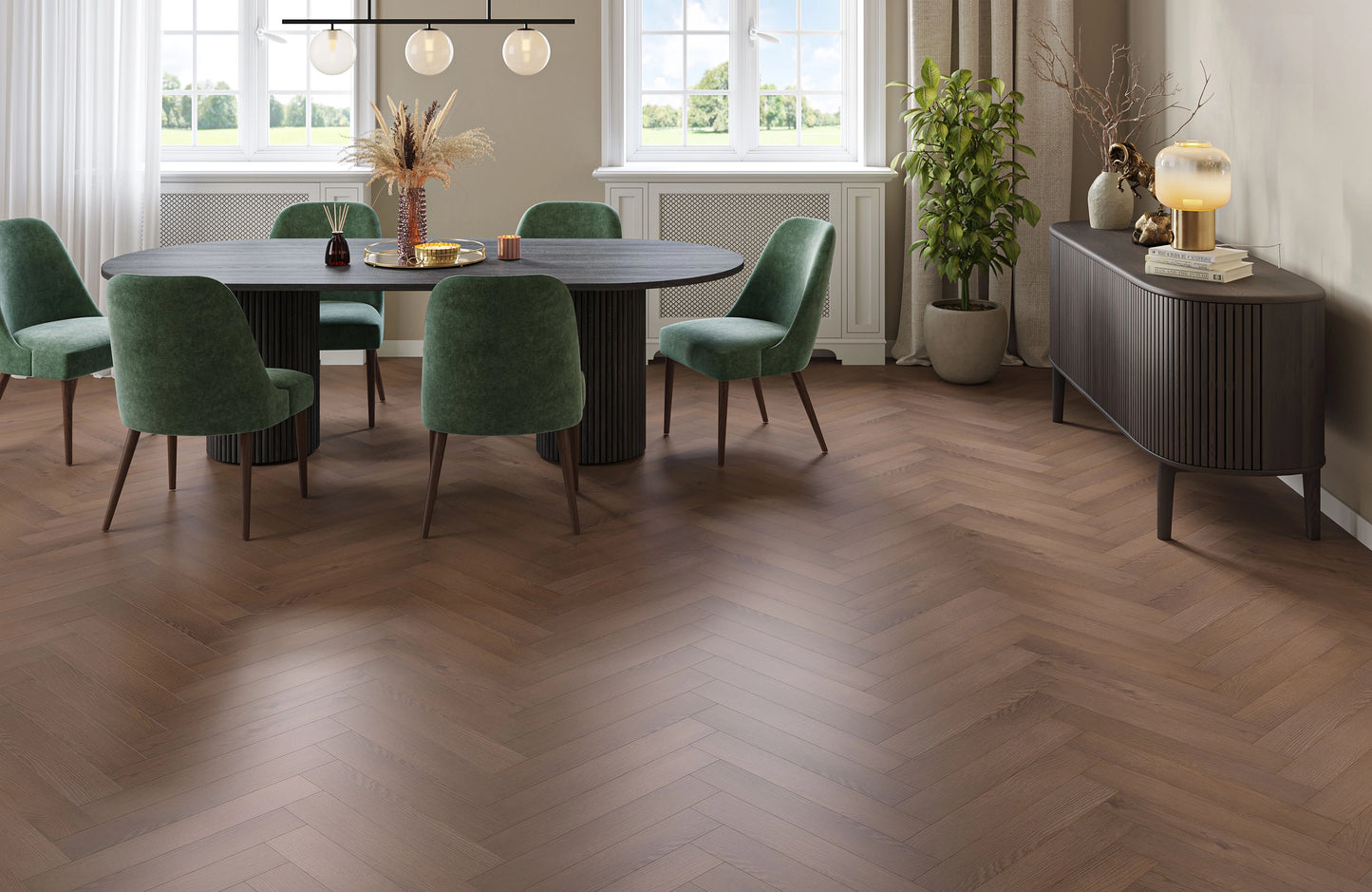 Kingsley 12mm Westbury Oak Herringbone Laminate Flooring