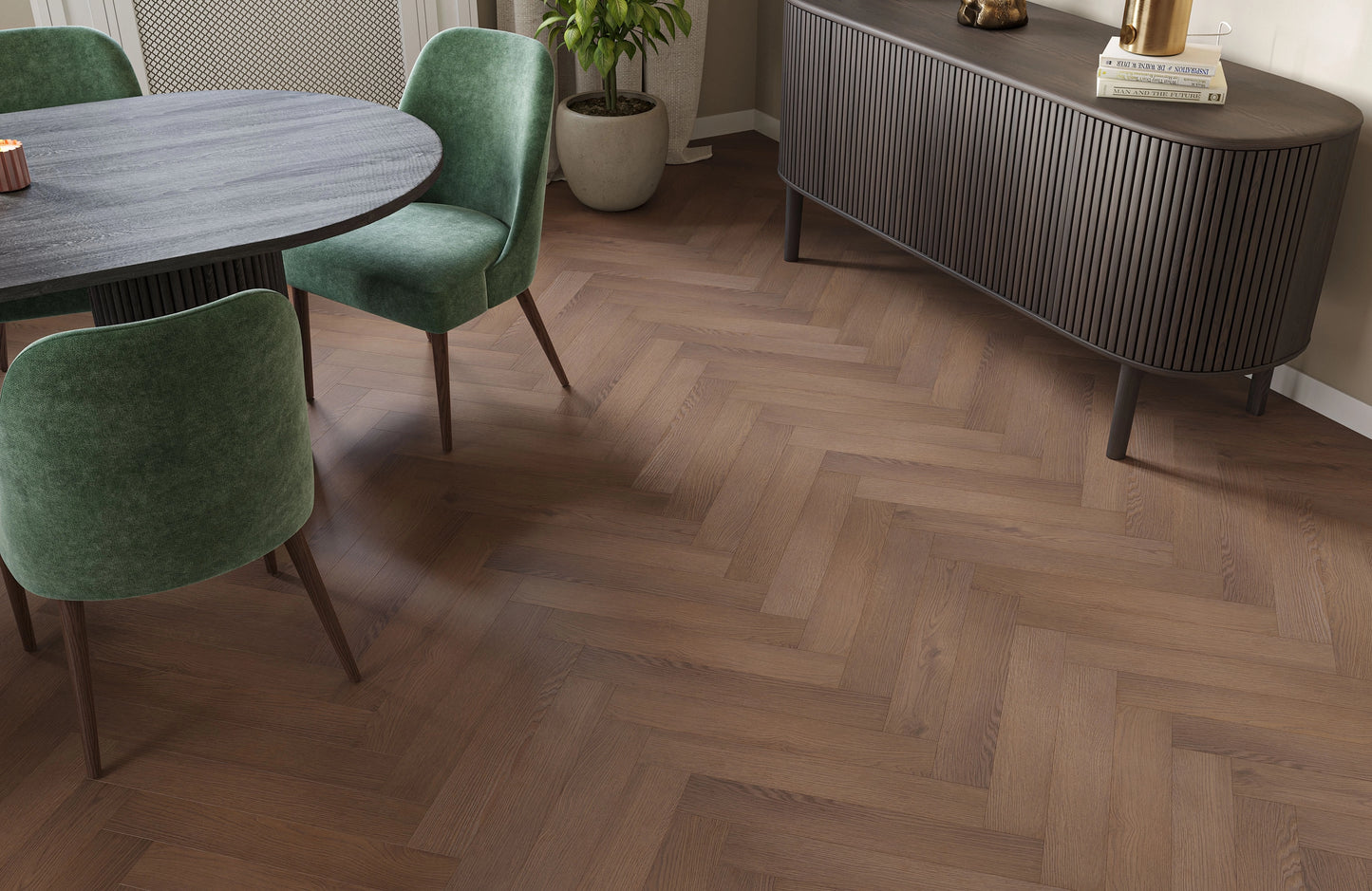 Kingsley 12mm Westbury Oak Herringbone Laminate Flooring