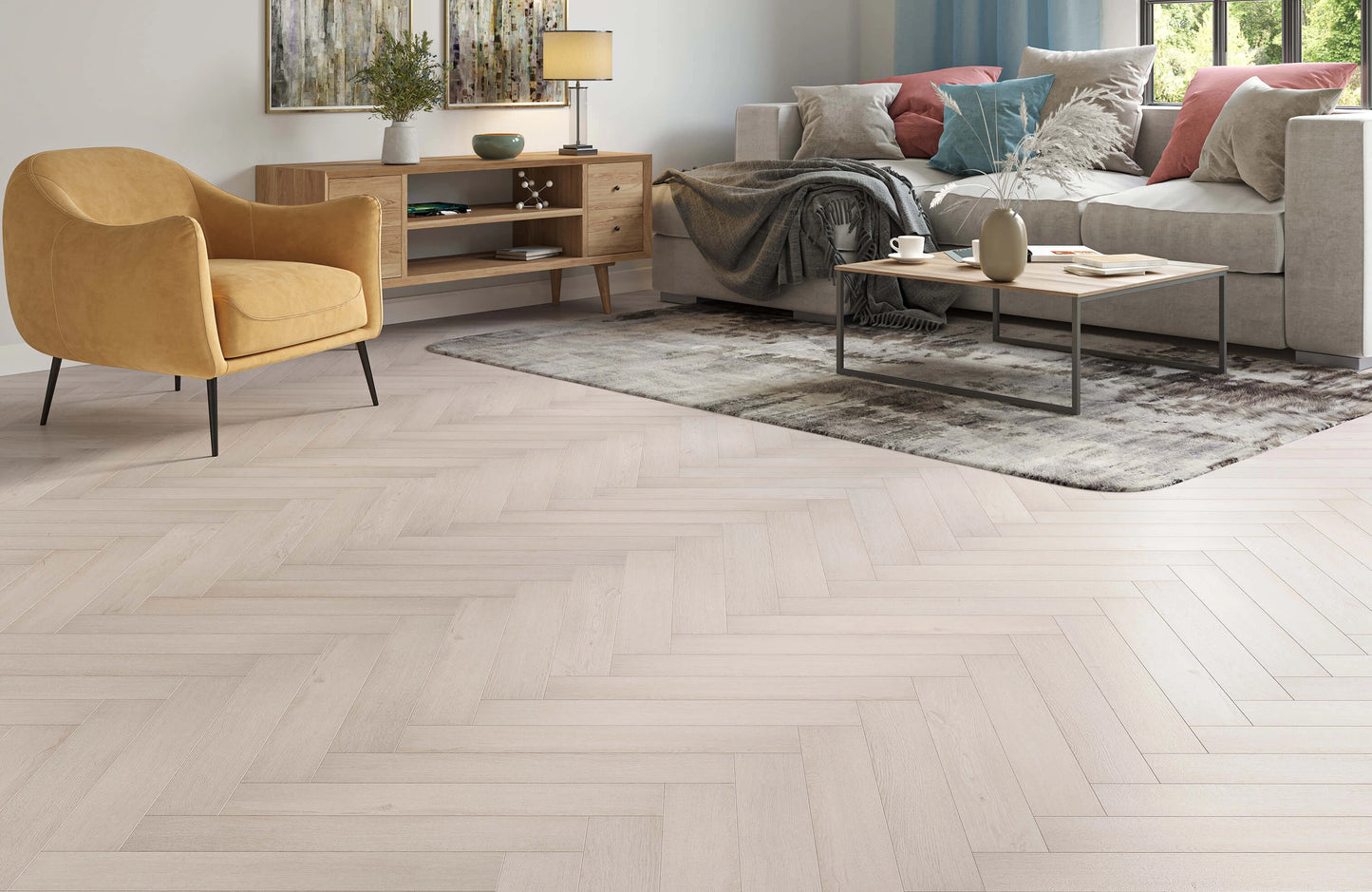 Kingsley 12mm Whitford Oak Herringbone Laminate Flooring