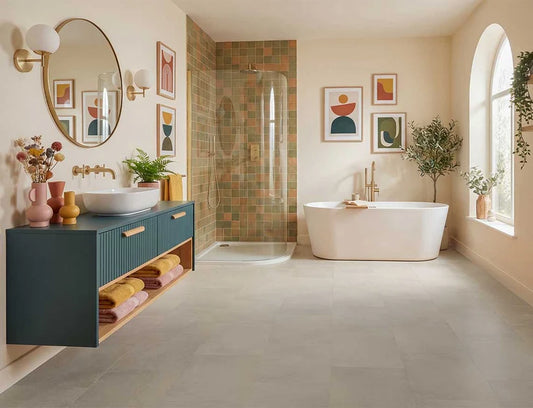 Waterproof LuxeTile GlacierStone Oak 2.5mm Glue Down LVT