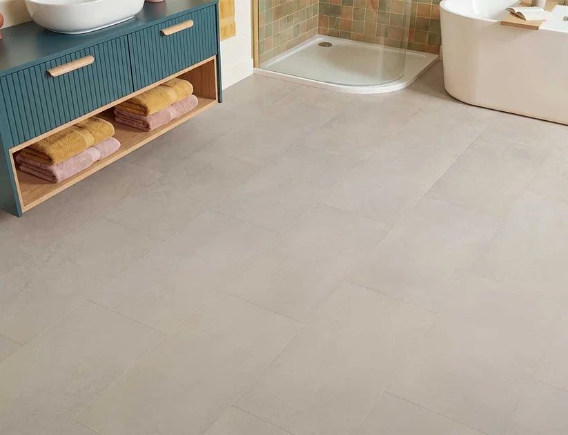 Waterproof LuxeTile GlacierStone Oak 2.5mm Glue Down LVT