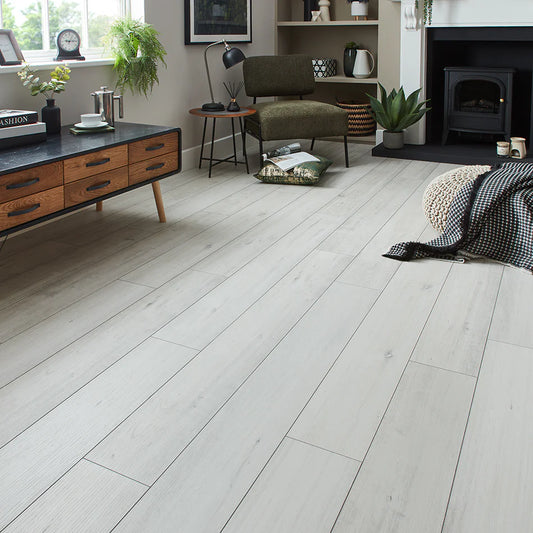 Modern Light Grey Oak Plank Laminate Flooring