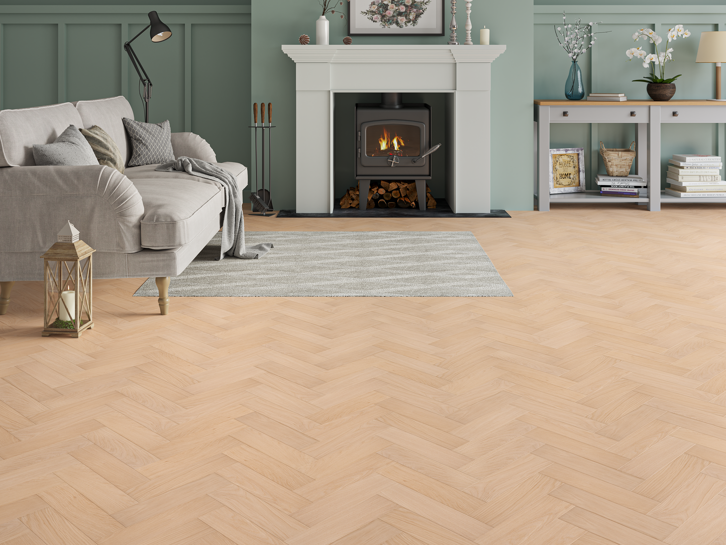 Verona Brightwood Herringbone Oak Engineered Wood Flooring