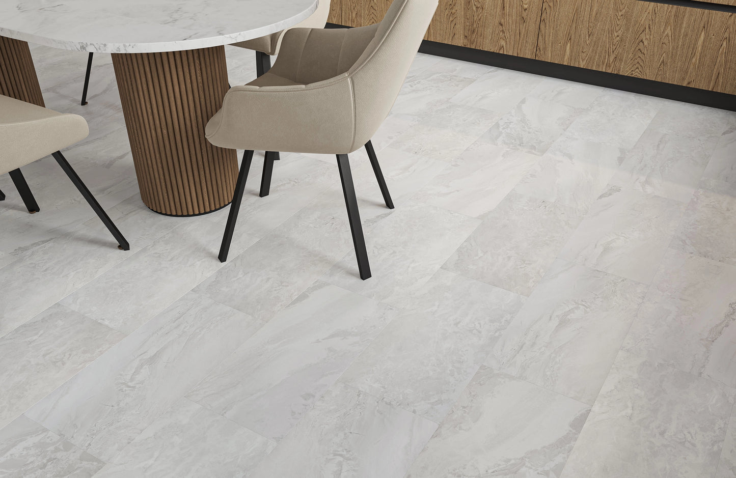 Waterproof LuxeTile SnowRock Oak 2mm Glue Down LVT