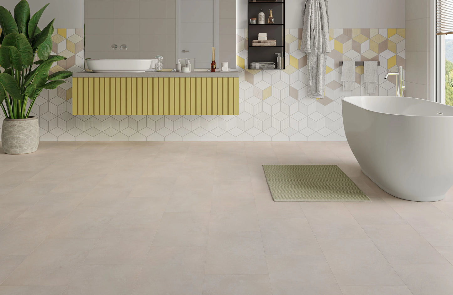 Waterproof LuxeTile GlacierStone Oak 2mm Glue Down LVT