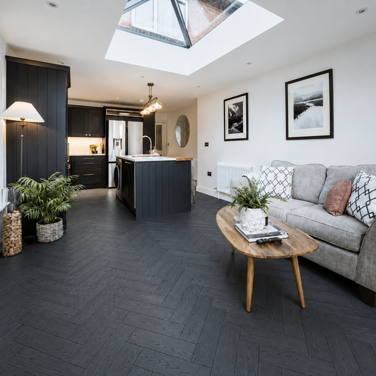 Black Oak Verona Harrington Herringbone Brushed & Lacquered Engineered Wood Flooring