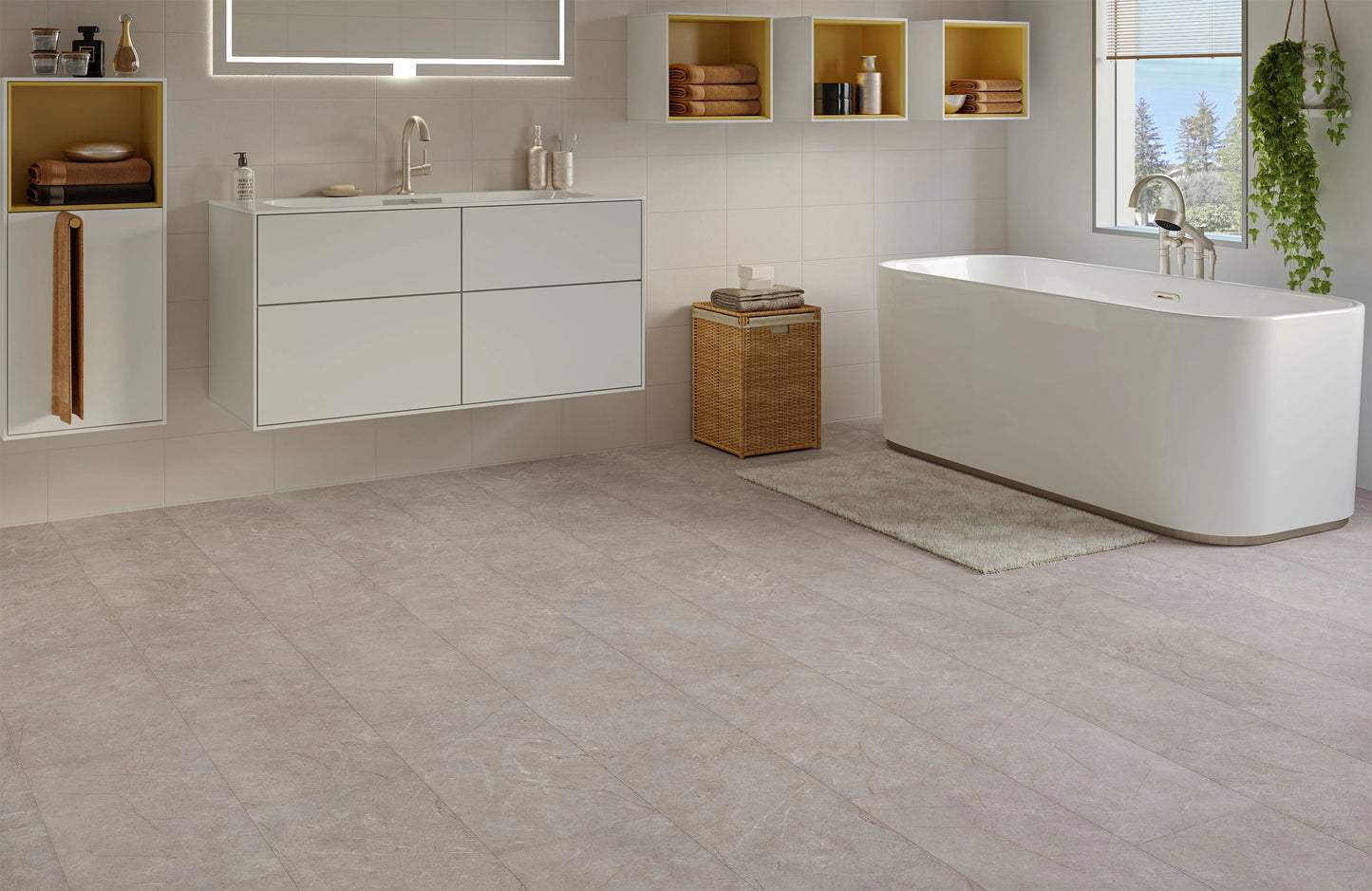 Waterproof LuxeTile Froststone Oak 2mm Glue Down LVT