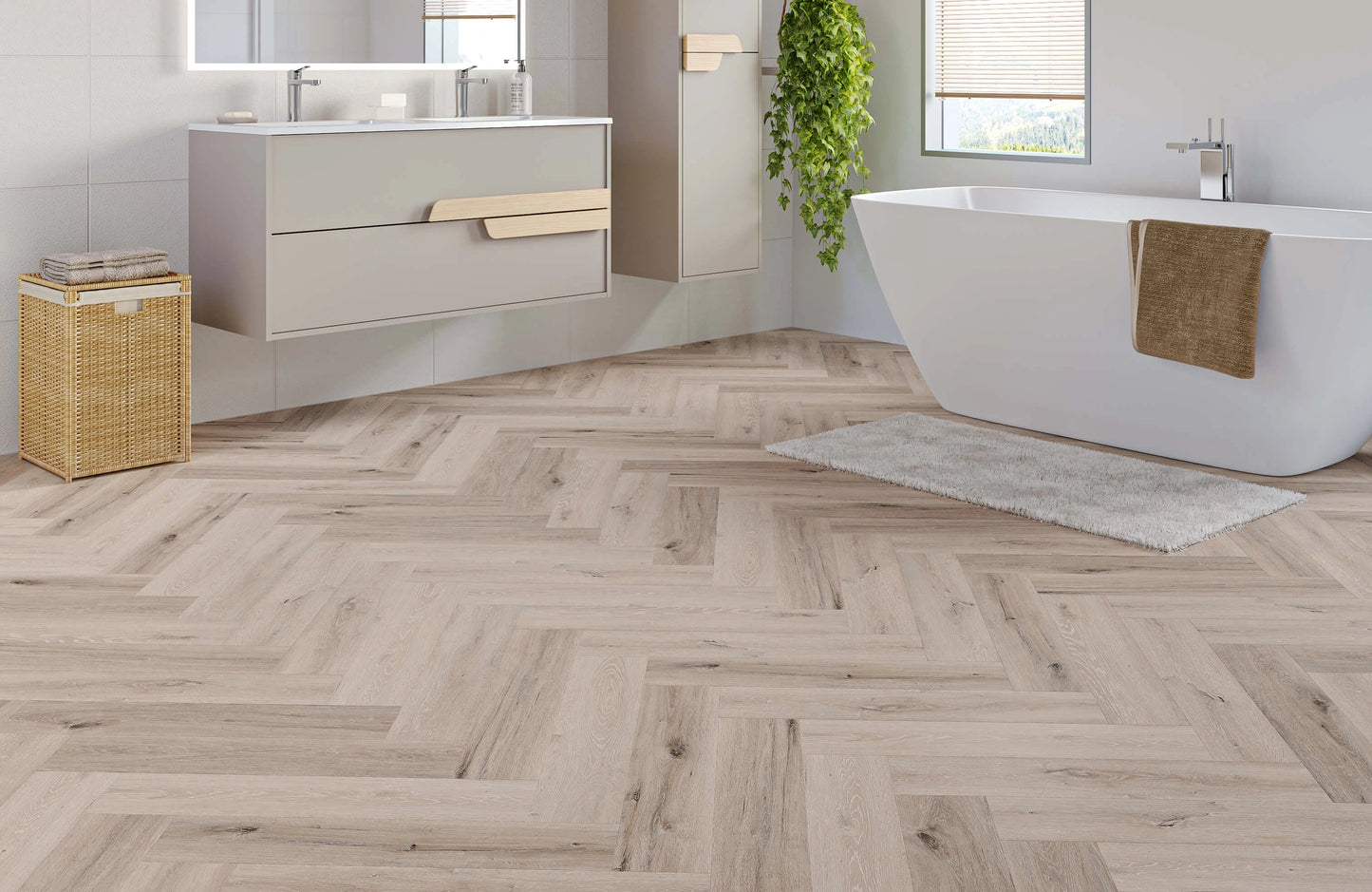 Waterproof Sandringham Oak Herringbone LVT Rigid Core SPC Click Luxury Vinyl Tile Flooring