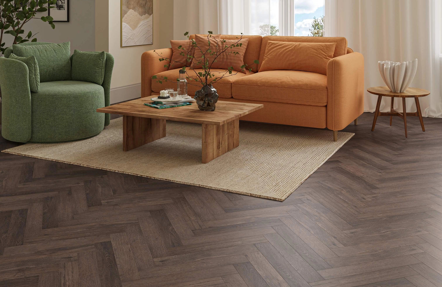 Alba Whisper Oak Herringbone 2mm Waterproof Glue Down LVT