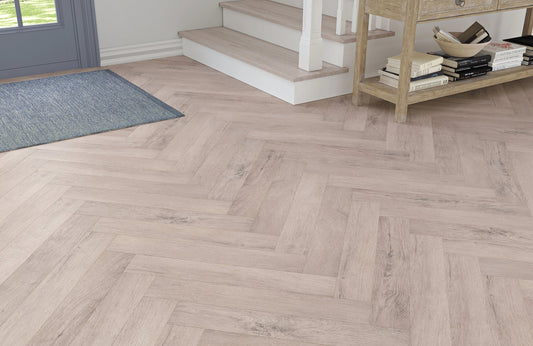Kingsley 8mm Grey Oak Herringbone Laminate Flooring