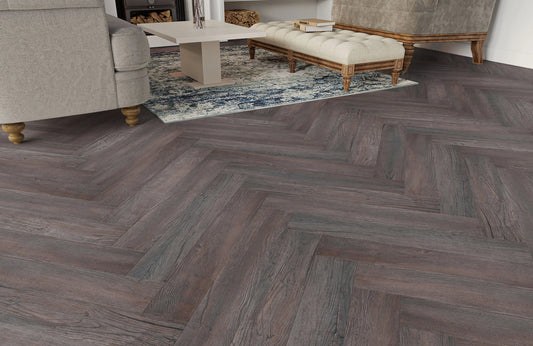 Kingsley 8mm Rustic Grey Oak Herringbone Laminate Flooring