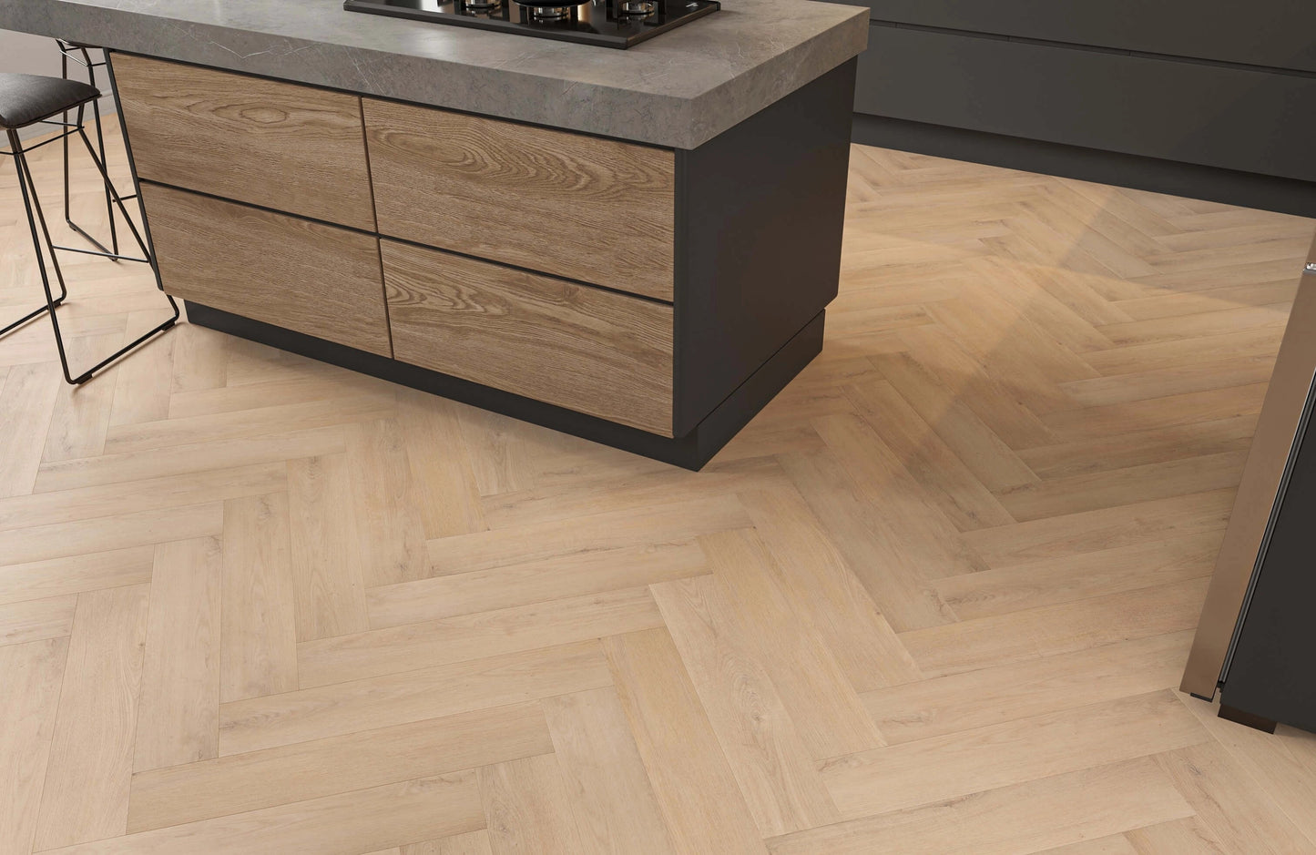 Luma Walnut Oak 3mm Herringbone Waterproof Glue Down LVT