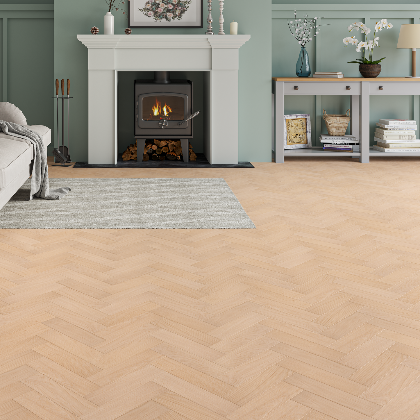 Verona Brightwood Herringbone Oak Engineered Wood Flooring