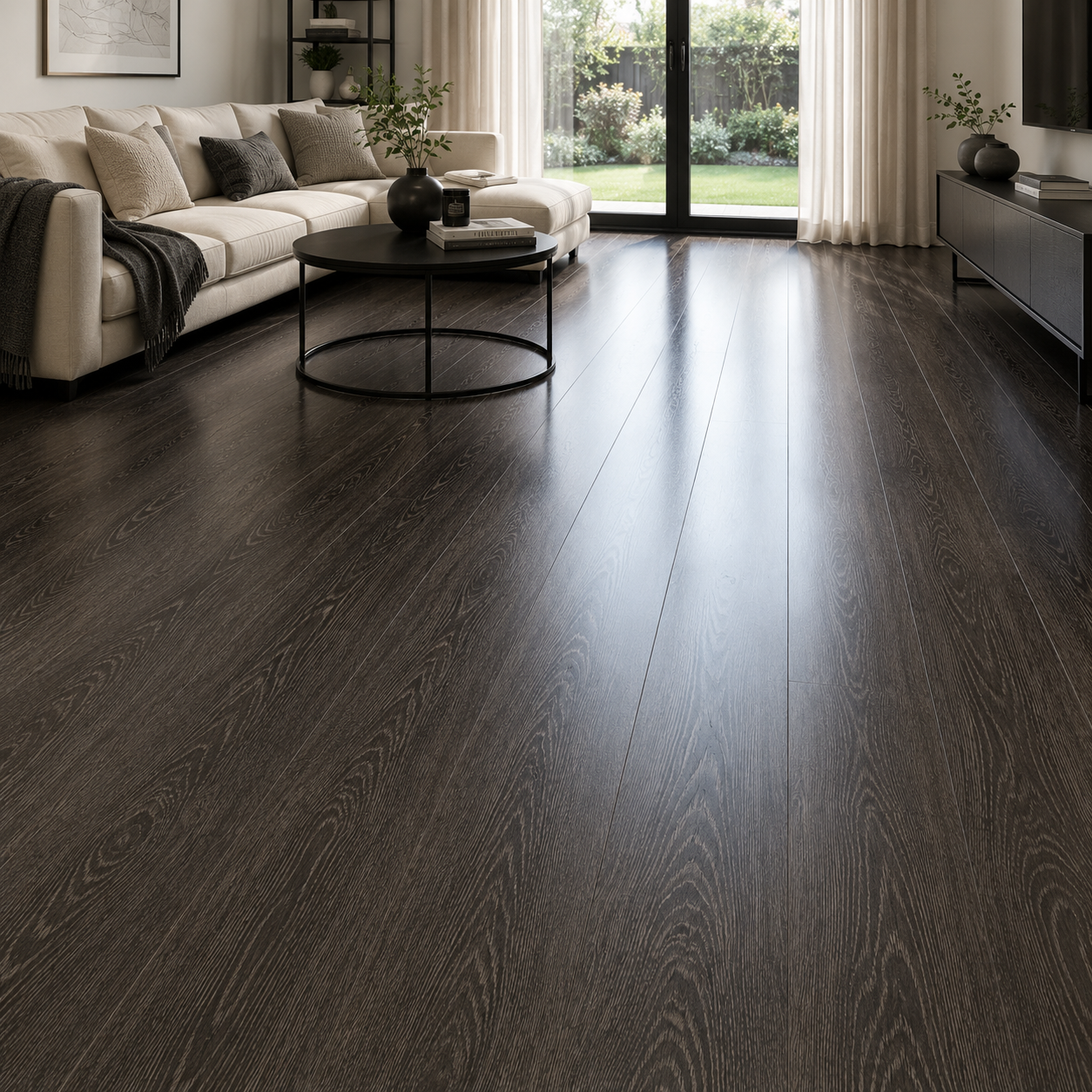 High Gloss Black Granite Laminate Flooring