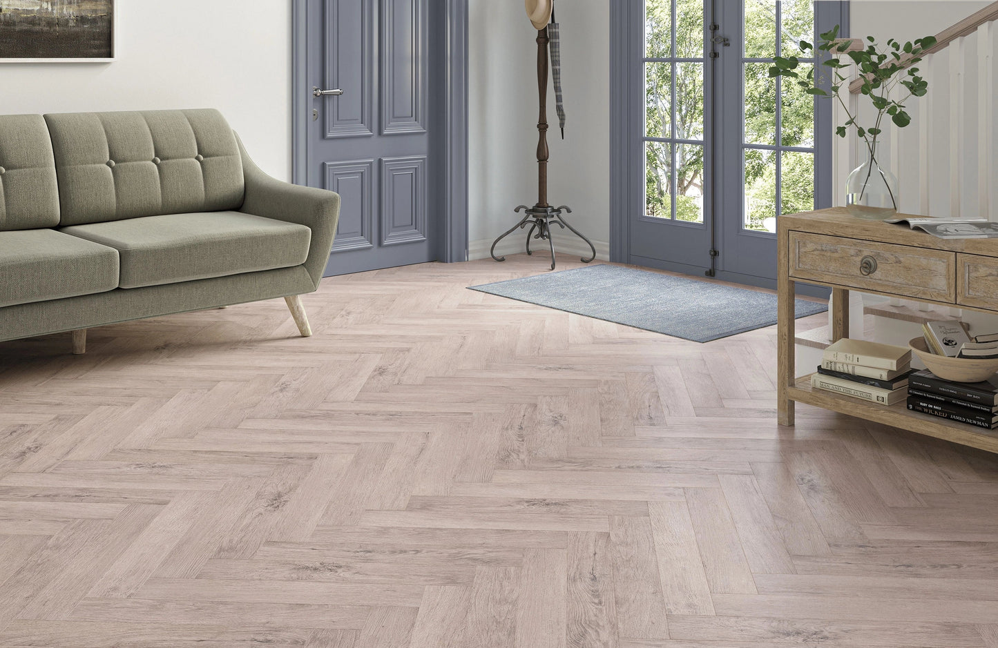 Kingsley 8mm Grey Oak Herringbone Laminate Flooring