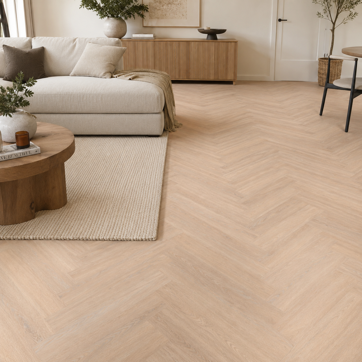 Oak Waterproof Haven Herringbone LVT Rigid Core SPC Click Luxury Vinyl Tile Flooring