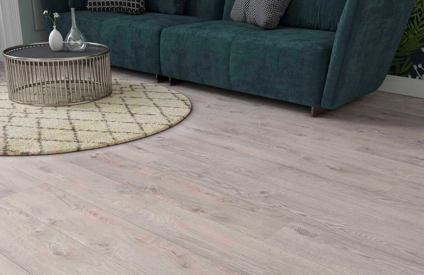 Cool Beige Oak AGT Effect 12mm Laminate Flooring Thalen