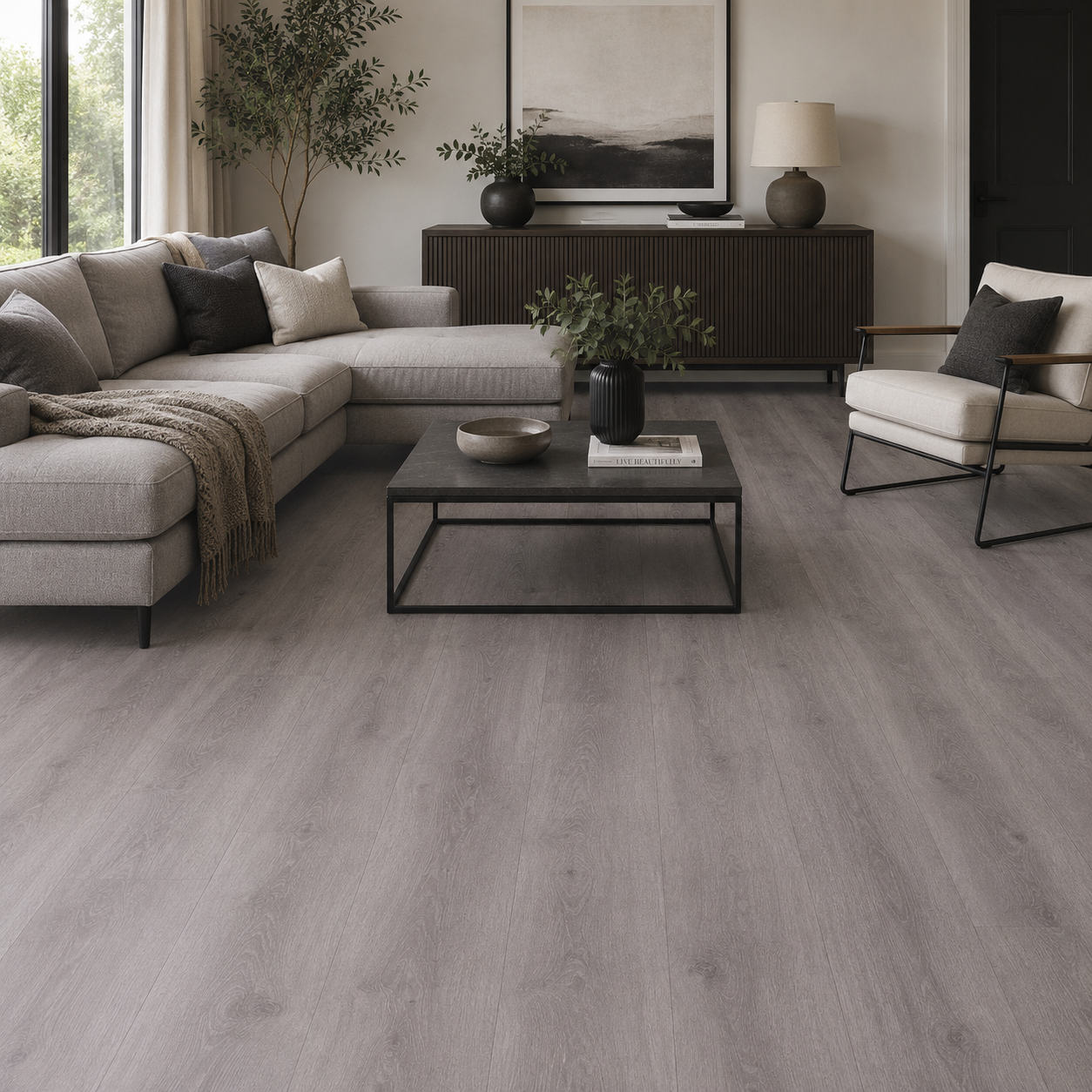 Grey Waterproof Kensington Plank 0.55mm Wear Layer SPC Click Luxury Vinyl Tile Flooring